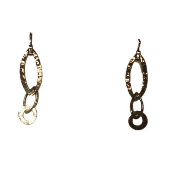 SILPADA Sterling Silver Oblong & Circles Hammered Shepherds Hook Earrings 2.6” - Picture 2 of 6